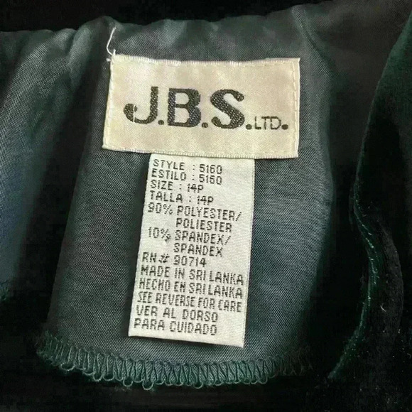 Vintage JBS LTD Jacket Womens Velvet Velour Emerald Green Size 14P Super Soft - Picture 3 of 9